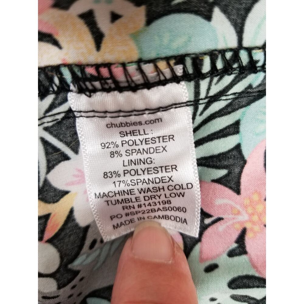 Chubbies The Bloomerangs Classic Swim Trunk Black Floral Toucan Men's Size Small - Picture 10 of 10